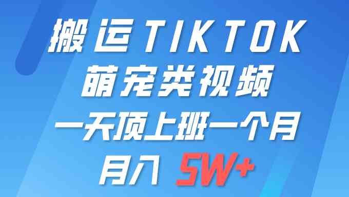 （9931期）一键搬运TIKTOK萌宠类视频 一部手机即可操作 所有平台均可发布 轻松月入5W+-来友网创