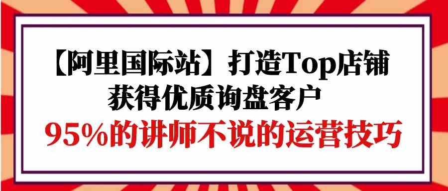 （9976期）【阿里国际站】打造Top店铺-获得优质询盘客户，95%的讲师不说的运营技巧-来友网创