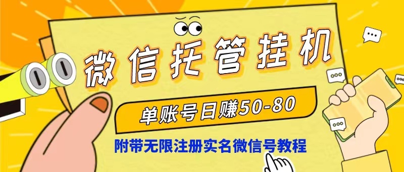 （10217期）微信托管挂机，单号日赚50-80，项目操作简单（附无限注册实名微信号教程）-来友网创