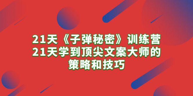 （10210期）21天《子弹秘密》训练营，21天学到顶尖文案大师的策略和技巧-来友网创