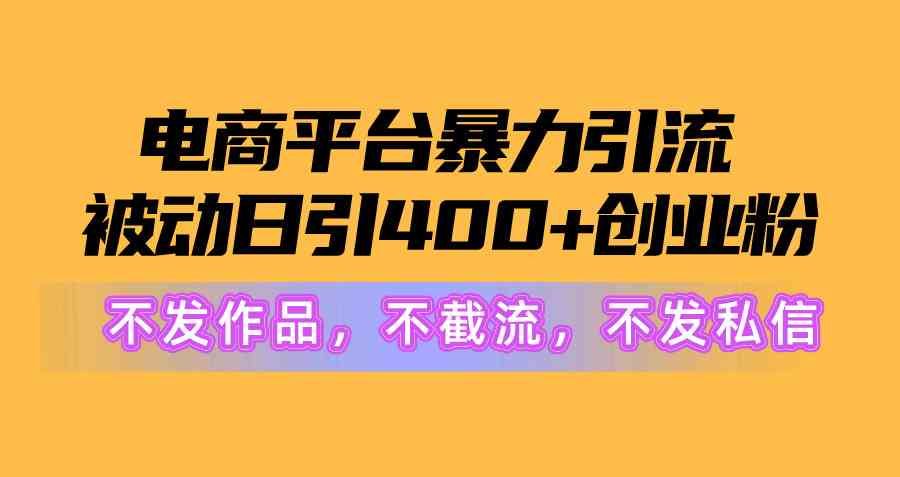 （10168期）电商平台暴力引流,被动日引400+创业粉不发作品，不截流，不发私信-来友网创