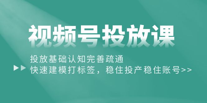 （10205期）视频号投放课：投放基础认知完善疏通，快速建模打标签，稳住投产稳住账号-来友网创