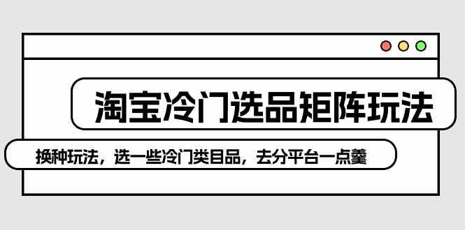 （10159期）淘宝冷门选品矩阵玩法：换种玩法，选一些冷门类目品，去分平台一点羹-来友网创