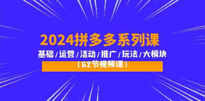 （10019期）2024拼多多系列课：基础/运营/活动/推广/玩法/大模块（62节视频课）-来友网创