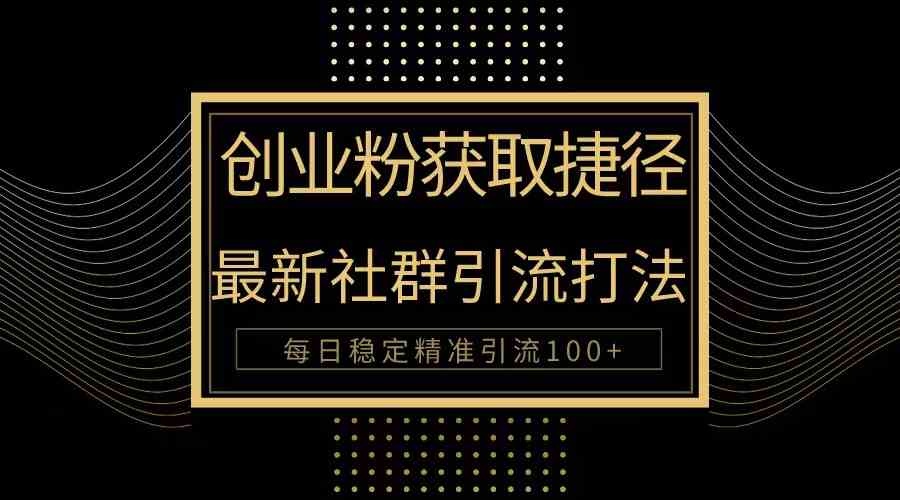 （10040期）创业粉捷径！最新被动引流方法大揭秘，实现每日100+精准引流-来友网创