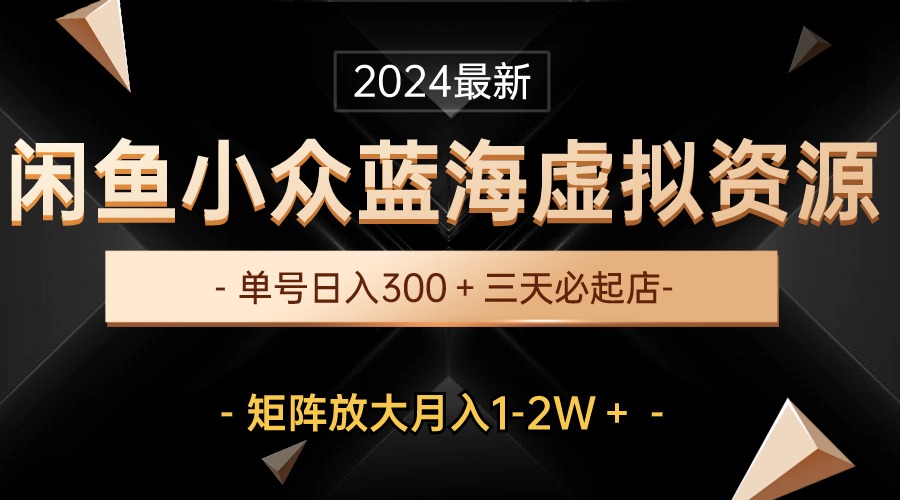 （10336期）最新闲鱼小众蓝海虚拟资源，单号日入300＋，三天必起店，矩阵放大月入1-2W-来友网创