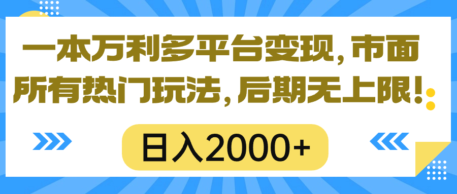 （10311期）一本万利多平台变现，市面所有热门玩法，日入2000+，后期无上限！-来友网创