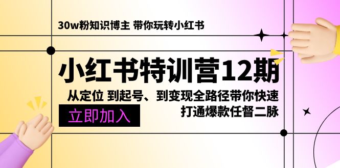 （10666期）小红书特训营12期：从定位 到起号、到变现全路径带你快速打通爆款任督二脉-来友网创