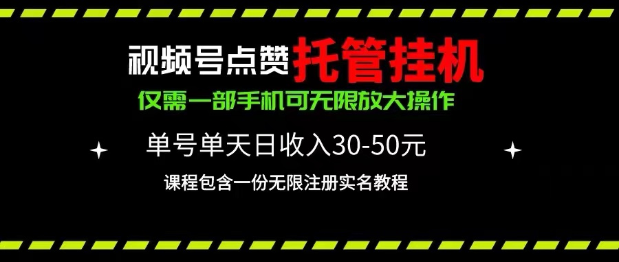 （10644期）视频号点赞托管挂机，单号单天利润30~50，一部手机无限放大（附带无限…-来友网创