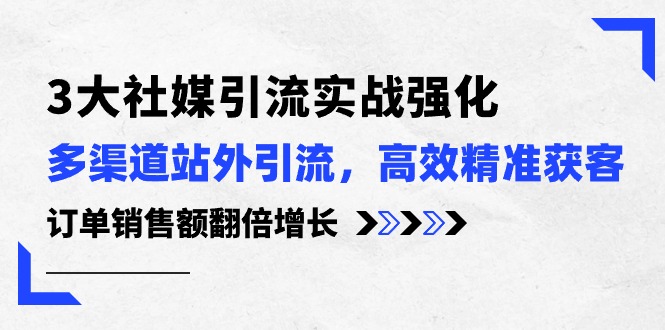 （10563期）3大社媒引流实操强化，多渠道站外引流/高效精准获客/订单销售额翻倍增长-来友网创