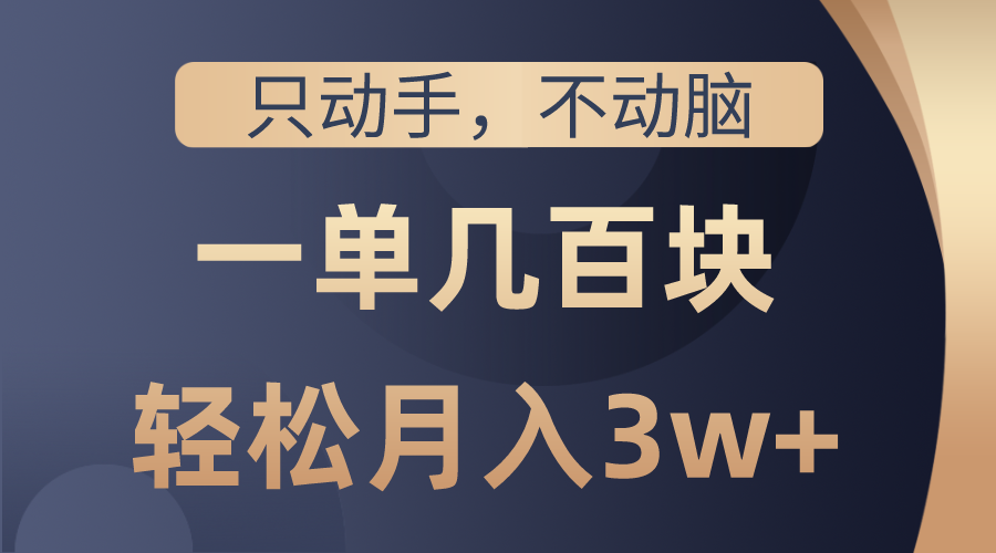 （10561期）只动手不动脑，一单几百块，轻松月入3w+，看完就能直接操作，详细教程-来友网创