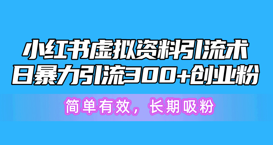 （10941期）小红书虚拟资料引流术，日暴力引流300+创业粉，简单有效，长期吸粉-来友网创