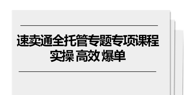 （10917期）速卖通 全托管专题专项课程，实操 高效 爆单（11节课）-来友网创