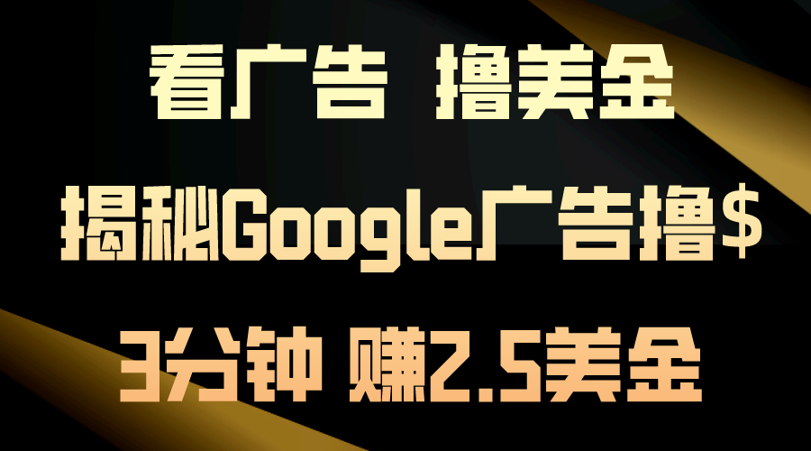 （10912期）看广告，撸美金！3分钟赚2.5美金！日入200美金不是梦！揭秘Google广告…-来友网创