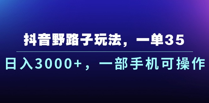 （10909期）抖音野路子玩法，一单35.日入3000+，一部手机可操作-来友网创