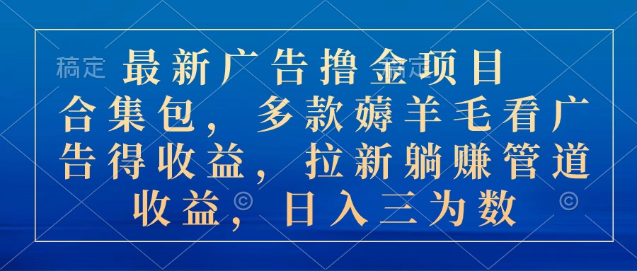 （10906期）最新广告撸金项目合集包，多款薅羊毛看广告收益 拉新管道收益，日入三为数-来友网创