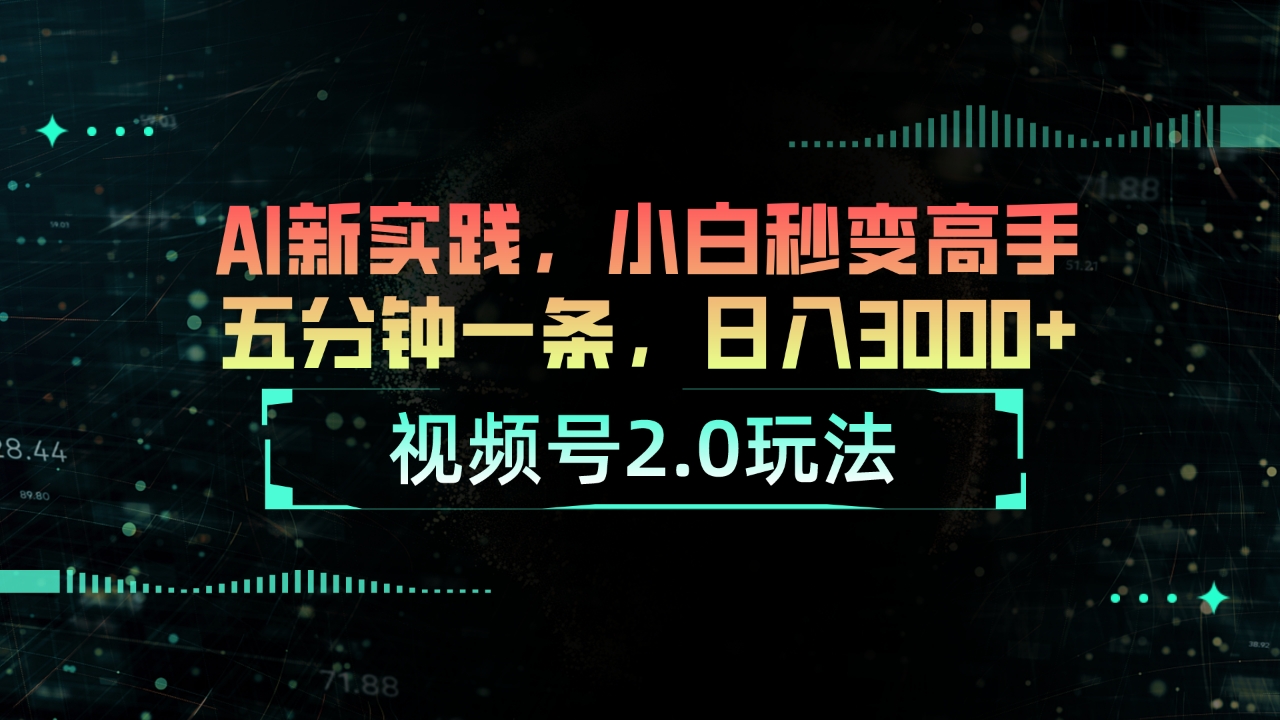 （10888期）视频号2.0玩法 AI新实践，小白秒变高手五分钟一条，日入3000+-来友网创