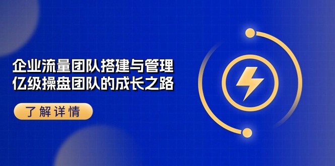 （10837期）企业 流量团队-搭建与管理，亿级 操盘团队的成长之路（28节课）-来友网创