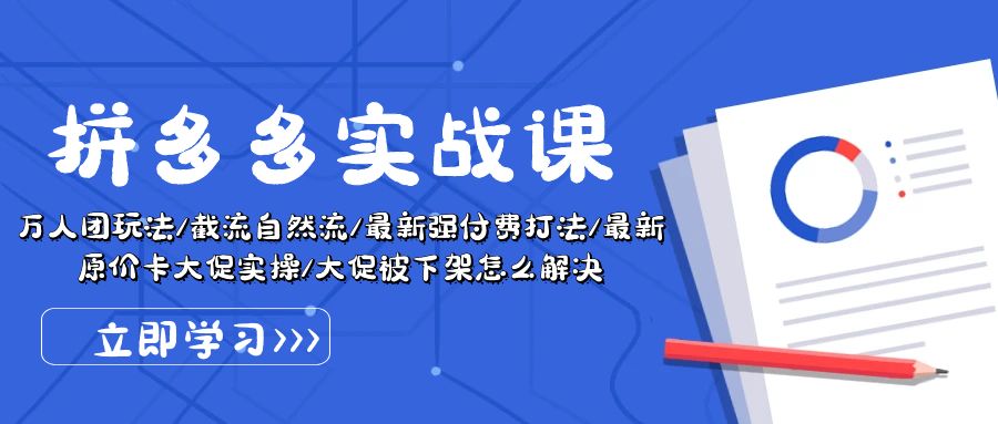 （10865期）拼多多·实战课：万人团玩法/截流自然流/最新强付费打法/最新原价卡大促..-来友网创