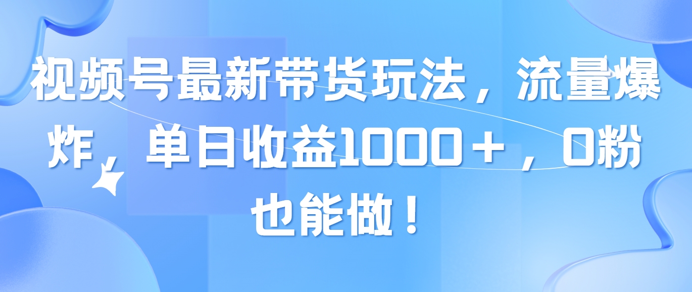 （10858期）视频号最新带货玩法，流量爆炸，单日收益1000＋，0粉也能做！-来友网创