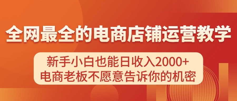 （11266期）电商店铺运营教学，新手小白也能日收入2000+，电商老板不愿意告诉你的机密-来友网创