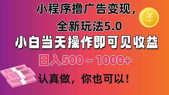 （11293期）小程序撸广告变现，全新玩法5.0，小白当天操作即可上手，日收益 500~1000+-来友网创