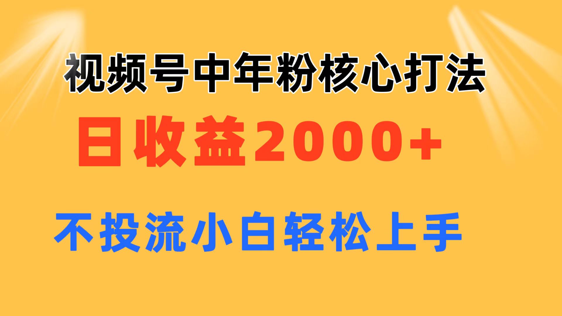 （11205期）视频号中年粉核心玩法 日收益2000+ 不投流小白轻松上手-来友网创