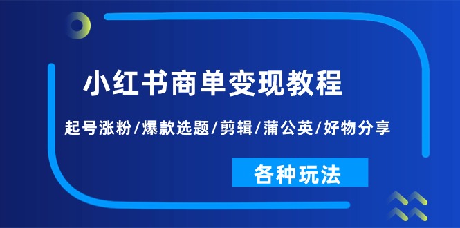 （11164期）小红书商单变现教程：起号涨粉/爆款选题/剪辑/蒲公英/好物分享/各种玩法-来友网创