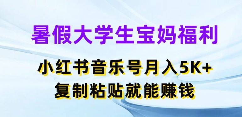 暑假大学生宝妈福利，小红书音乐号月入5000+，复制粘贴就能赚钱【揭秘】-来友网创