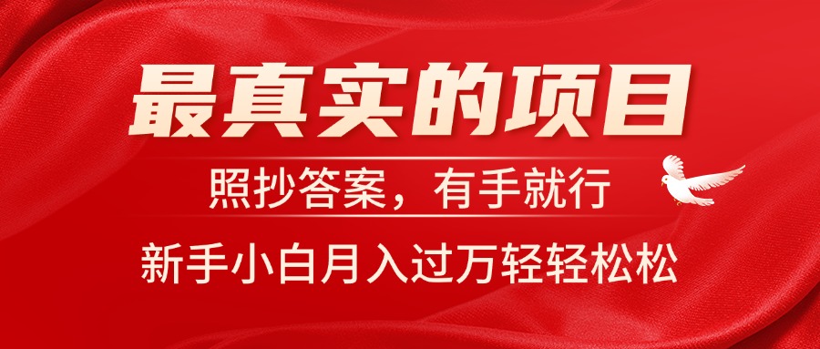 （11362期）最真实的项目，照抄答案，有手就行，新手小白月入过万轻轻松松-来友网创