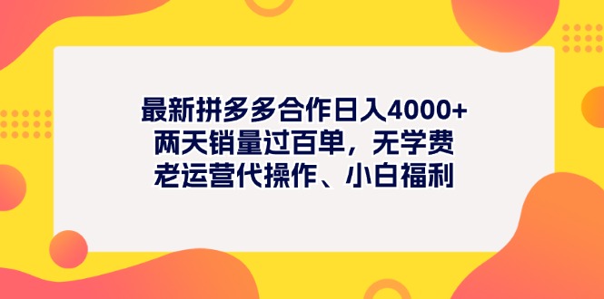 （11410期）最新拼多多项目日入4000+两天销量过百单，无学费、老运营代操作、小白福利-来友网创