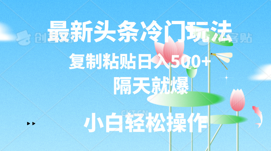 （11414期）最新头条冷门玩法，隔天就爆，复制粘贴日入500+-来友网创