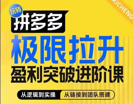 拼多多极限拉升盈利突破进阶课，​从算法到玩法，从玩法到团队搭建，体系化系统性帮助商家实现利润提升-来友网创