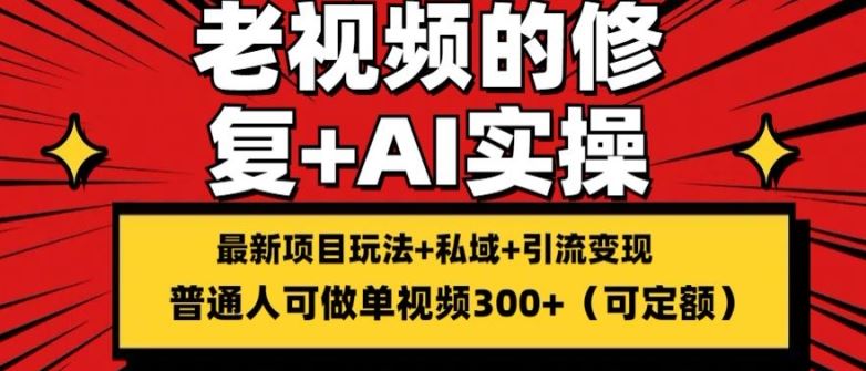 修复老视频的玩法，搬砖+引流的变现(可持久)，单条收益300+【揭秘】-来友网创