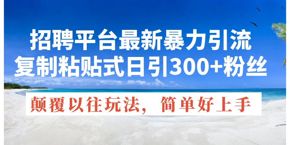 （11538期）招聘平台最新暴力引流，复制粘贴式日引300+粉丝，颠覆以往垃圾玩法，简…-来友网创