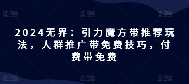 2024无界：引力魔方带推荐玩法，人群推广带免费技巧，付费带免费-来友网创