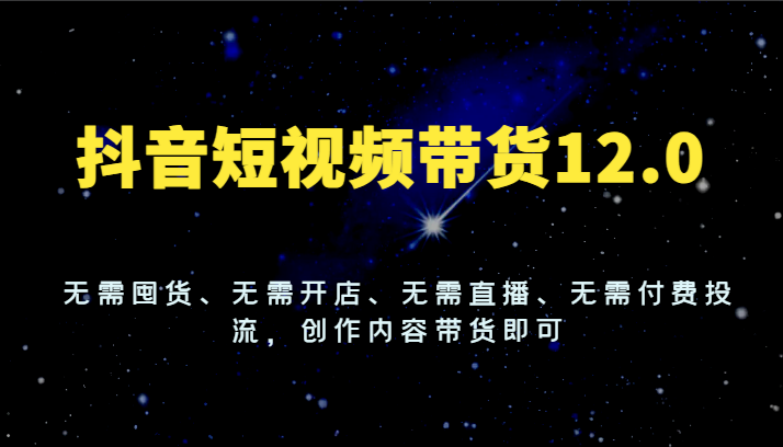 抖音短视频带货12.0，无需囤货、无需开店、无需直播、无需付费投流，创作内容带货即可-来友网创