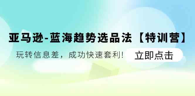 亚马逊蓝海趋势选品法【特训营】：玩转信息差，成功快速套利-来友网创