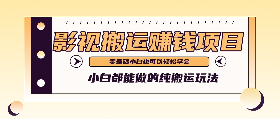 手把手教你操作影视搬运项目，小白都能做零基础也能赚钱-来友网创