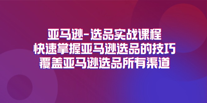 （11620期）亚马逊-选品实战课程，快速掌握亚马逊选品的技巧，覆盖亚马逊选品所有渠道-来友网创