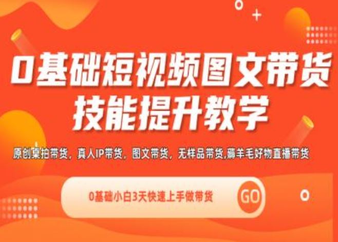 0基础短视频图文带货实操技能提升教学(直播课+视频课),0基础小白3天快速上手做带货-来友网创