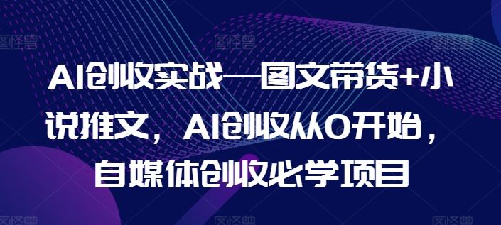 AI创收实战—图文带货+小说推文，AI创收从0开始，自媒体创收必学项目-来友网创