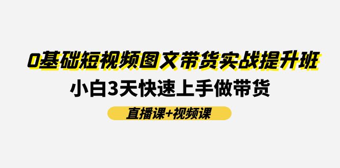 0基础短视频图文带货实战提升班，小白3天快速上手做带货(直播课+视频课)-来友网创