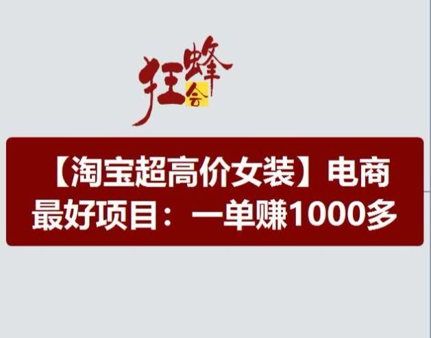 淘宝超高价女装项目，电商最好赛道，一单赚1000多-来友网创