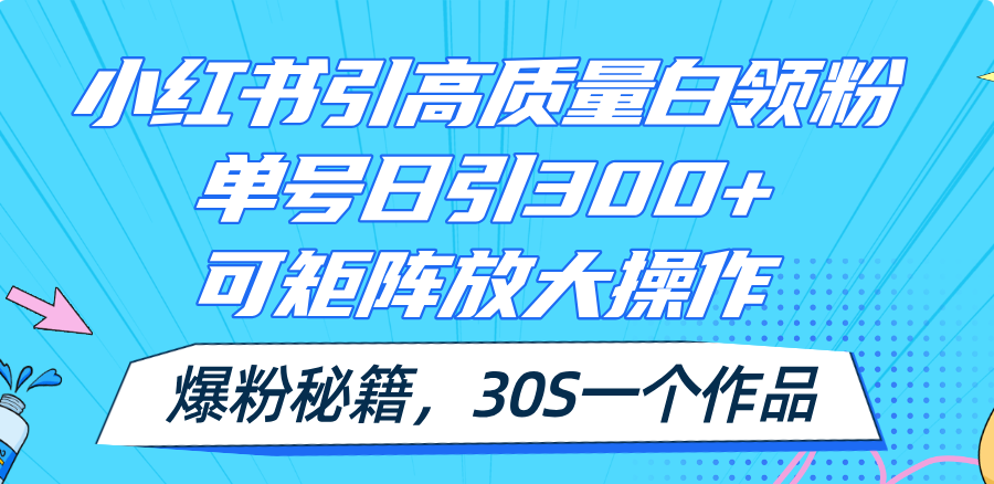 （11692期）小红书引高质量白领粉，单号日引300+，可放大操作，爆粉秘籍！30s一个作品-来友网创