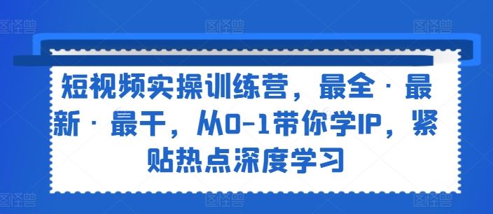 短视频实操训练营，最全·最新·最干，从0-1带你学IP，紧贴热点深度学习-来友网创