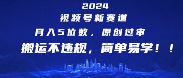 2024视频号新赛道，月入5位数+，原创过审，搬运不违规，简单易学【揭秘】-来友网创