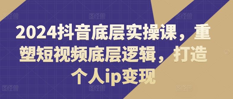 2024抖音底层实操课，​重塑短视频底层逻辑，打造个人ip变现-来友网创