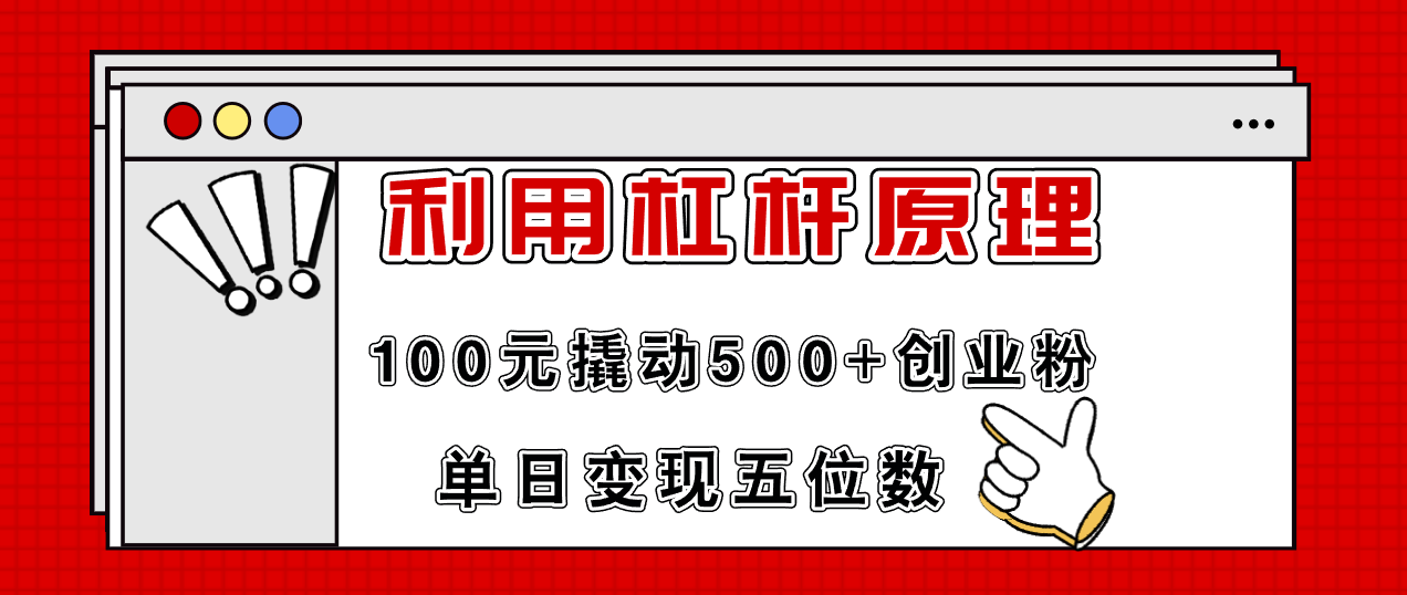 （11859期）利用杠杆100元撬动500+创业粉，单日变现5位数-来友网创