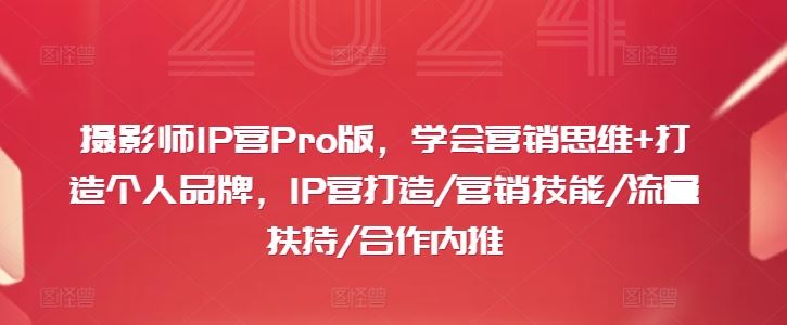 摄影师IP营Pro版，学会营销思维+打造个人品牌，IP营打造/营销技能/流量扶持/合作内推-来友网创